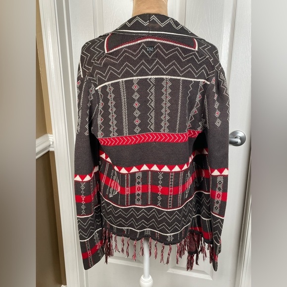 Designer's Closet by Billabong Aztec Tribal Cardigan Sweater Fringe Boho Small - Picture 8 of 12